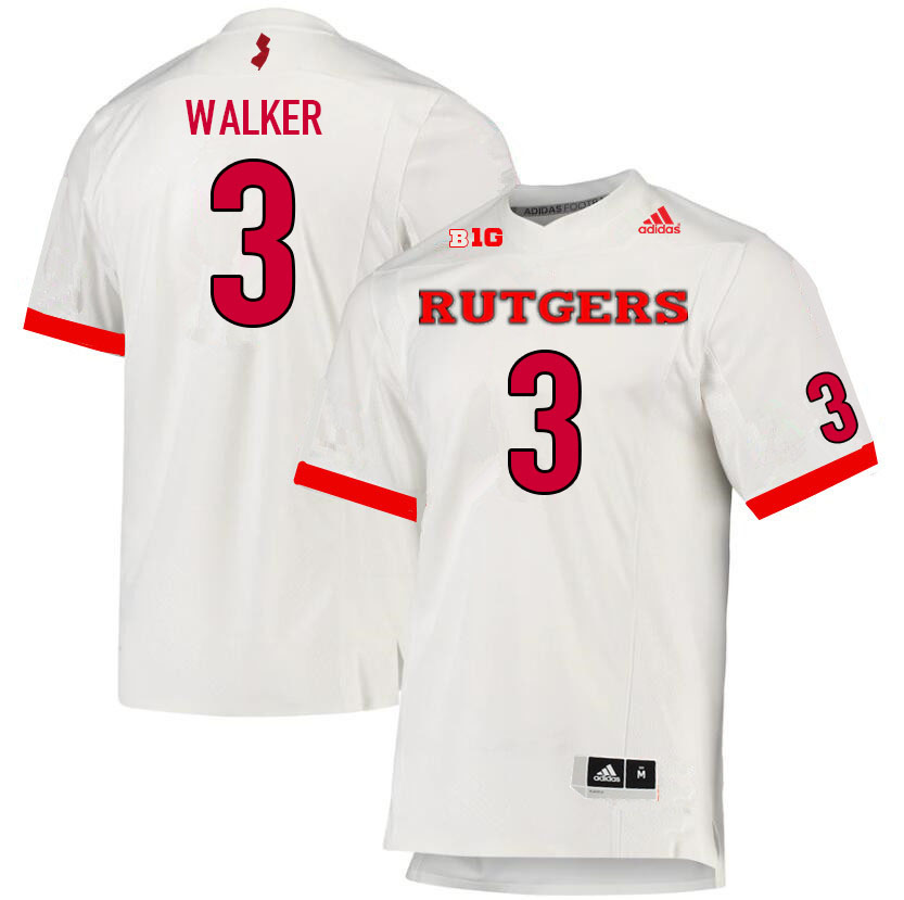 Men #3 Moses Walker Rutgers Scarlet Knights College Football Jerseys Sale-White